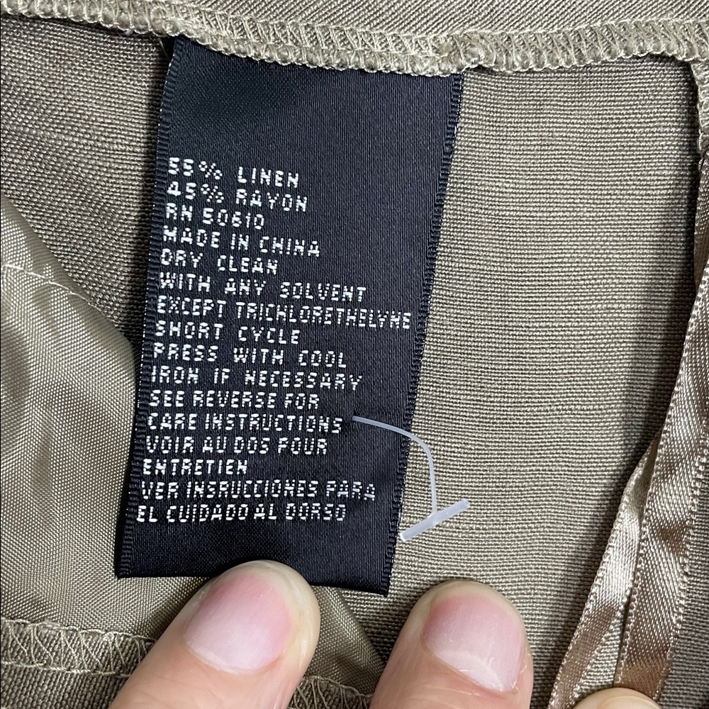 Kasper Women's Wide Leg Pants Trouser High Rise Khaki Causal Linen Blend 10 - Picture 6 of 11